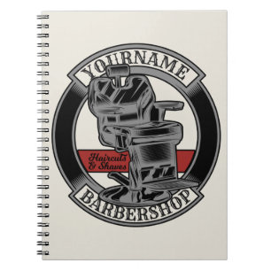 Personalised Retro BarberShop Barber Chair Salon Notebook