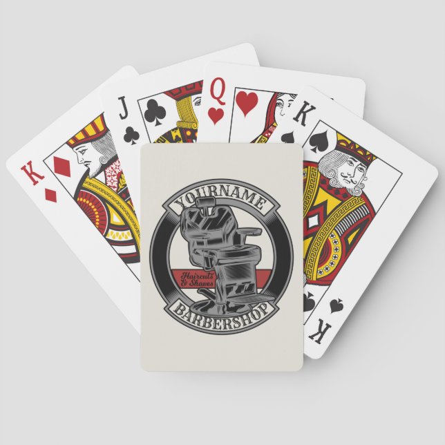 Personalised Retro BarberShop Barber Chair Salon  Playing Cards (Back)