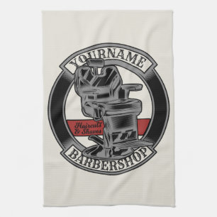 Personalised Retro BarberShop Barber Chair Salon Tea Towel