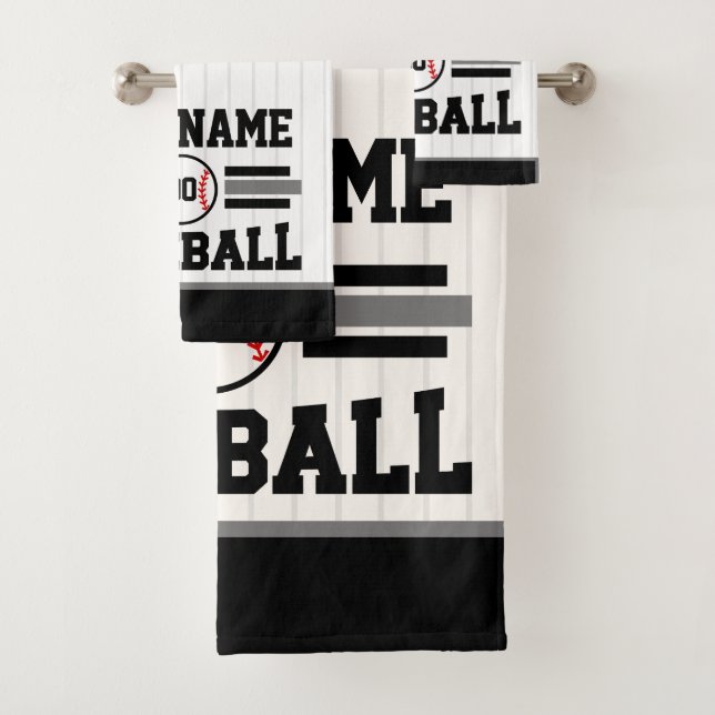 Personalised Retro Baseball Player NAME Team Bath Towel Set (Insitu)