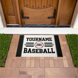 Personalised Retro Baseball Player NAME Team Doormat