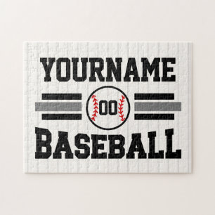 Personalised Retro Baseball Player NAME Team Jigsaw Puzzle