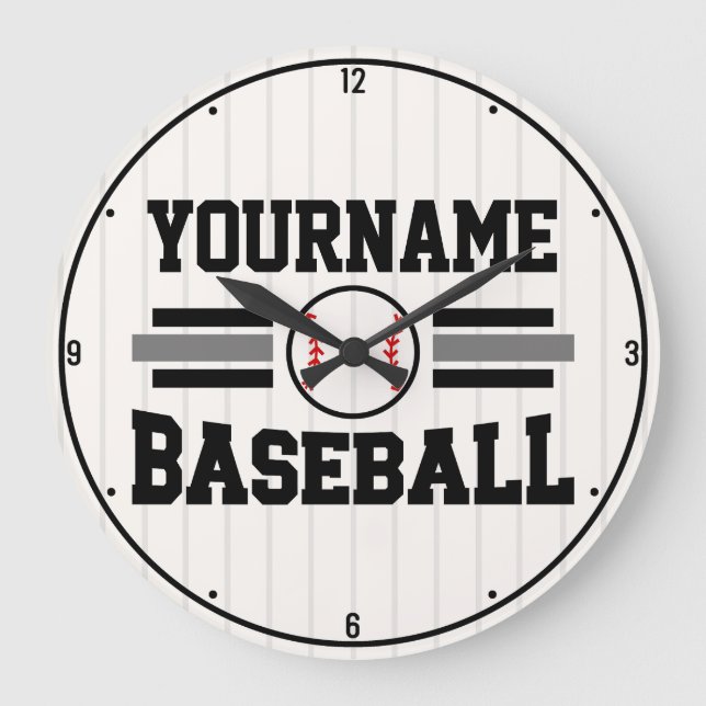Personalised Retro Baseball Player NAME Team Large Clock (Front)