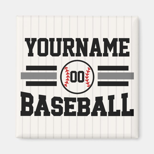 Personalised Retro Baseball Player NAME Team Magnet (Front)