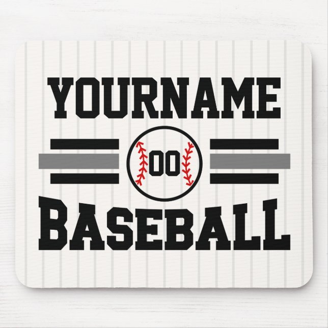 Personalised Retro Baseball Player NAME Team Mouse Pad (Front)