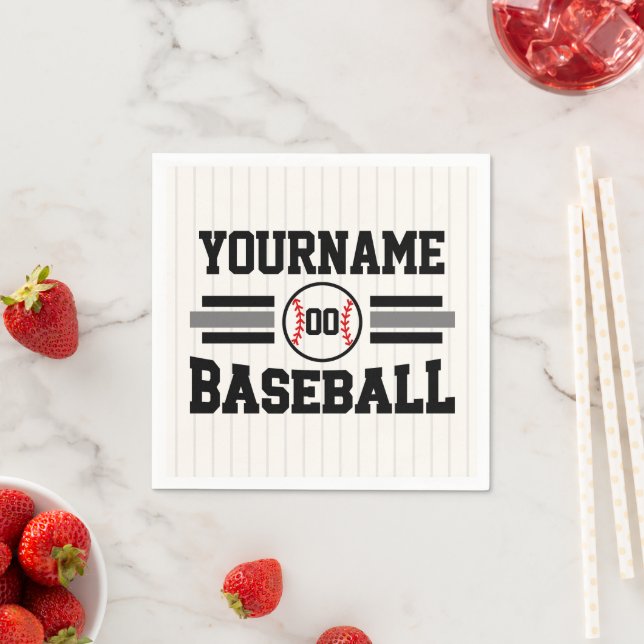 Personalised Retro Baseball Player NAME Team Napkin (Insitu)