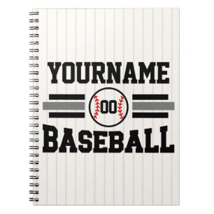 Personalised Retro Baseball Player NAME Team Notebook