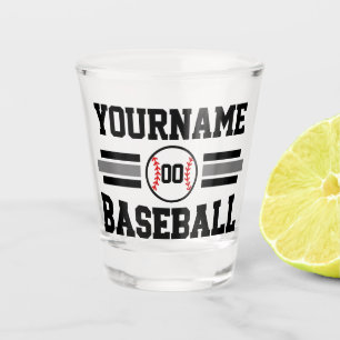 Personalised Retro Baseball Player NAME Team Shot Glass