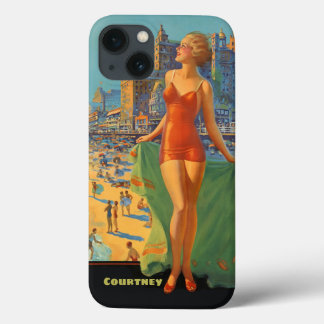 Personalised Retro Beach Scene iPhone 13 Case