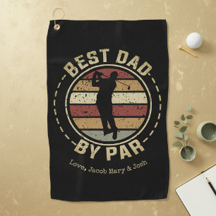 Personalised Retro Best Dad by Par Golf Towel