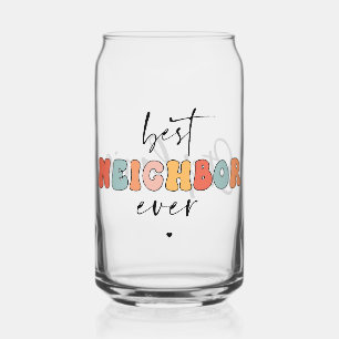 Personalised Retro Best Neighbour Ever Cute Can Glass
