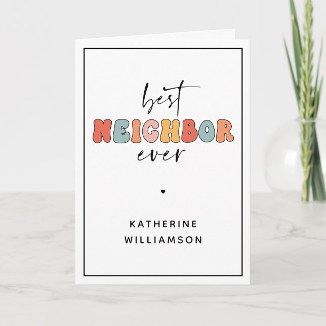 Personalised Retro Best Neighbour Ever Cute Card (Front)