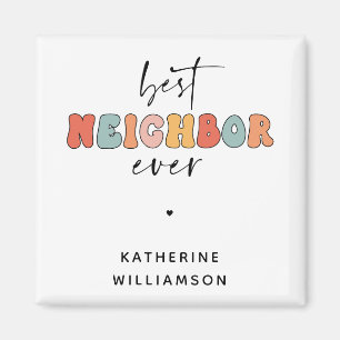 Personalised Retro Best Neighbour Ever Cute Magnet
