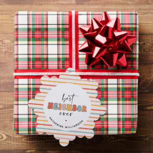Personalised Retro Best Neighbour Ever Cute Tree Decoration Card