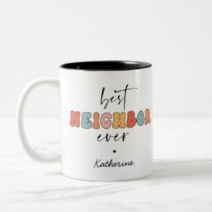 Personalised Retro Best Neighbour Ever Cute Two-Tone Coffee Mug