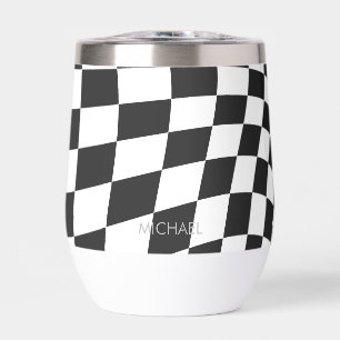Personalised Retro Black White Wavy Chequered