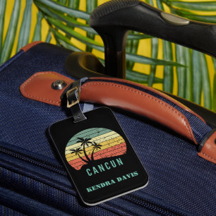 Personalised Retro Cancun Souvenir Luggage Tag