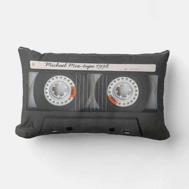 Personalised retro Cassette mix-tape Lumbar Cushion (Front)