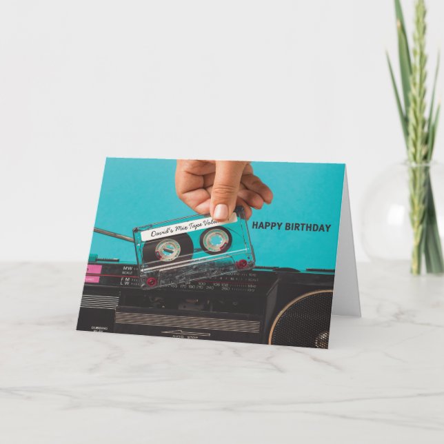 Personalised Retro Cassette Tape Birthday Card (Front)