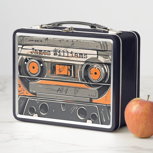 Personalised Retro Cassette Tape Metal Lunch Box (In Situ)