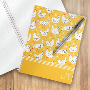 Personalised Retro Chicken Hen Monogram Notebook