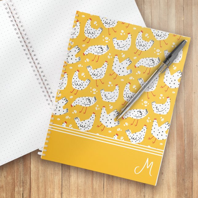 Personalised Retro Chicken Hen Monogram Notebook (Creator Uploaded)