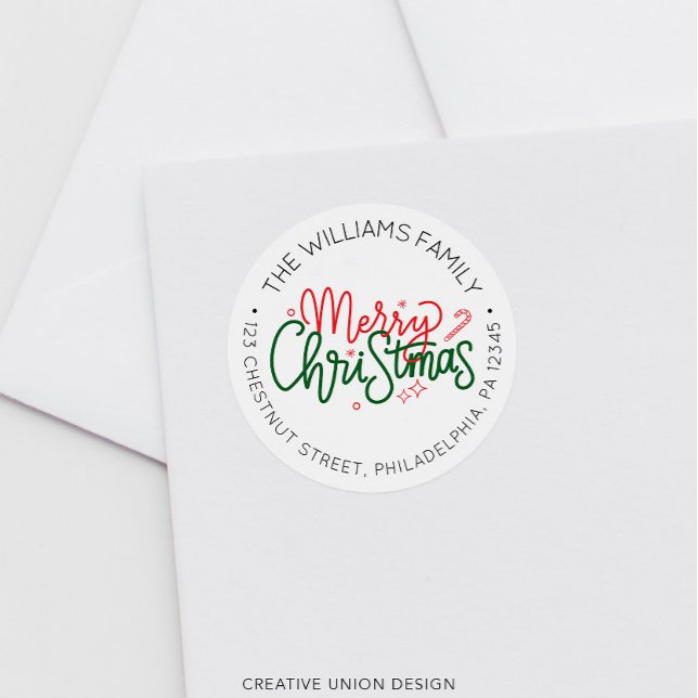 Personalised Retro Christmas Return Address Label (Creator Uploaded)
