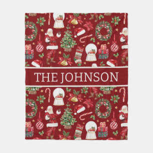 Personalised Retro Christmas Santa Fleece Blanket