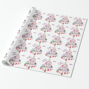Personalised Retro Christmas Tree Wrapping Paper