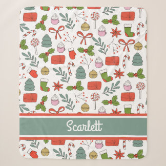 Personalised Retro Christmas Y2k Sherpa Blanket