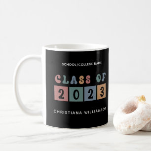 Personalised Retro Class of 2023 Graduation Cute Coffee Mug