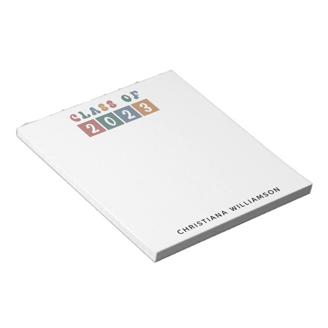 Personalised Retro Class of 2023 Graduation Cute Notepad (Angled)