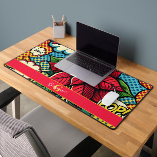Personalised Retro Comic Book Pop Art Poinsettia Desk Mat