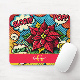 Personalised Retro Comic Book Pop Art Poinsettia Mouse Pad