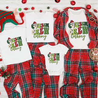 Personalised Retro Cousin Crew Christmas Matching T-Shirt