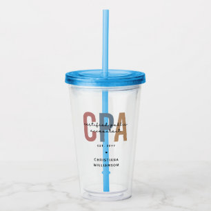 Personalised Retro CPA Certified Public Accountant Acrylic Tumbler