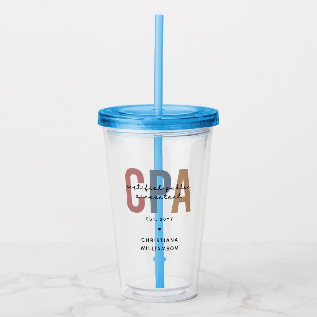 Personalised Retro CPA Certified Public Accountant Acrylic Tumbler (Front)