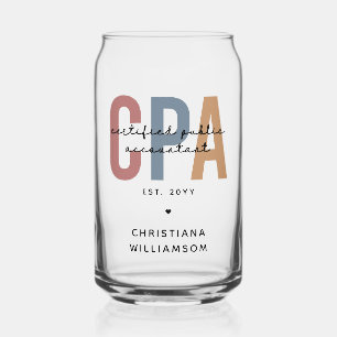 Personalised Retro CPA Certified Public Accountant Can Glass