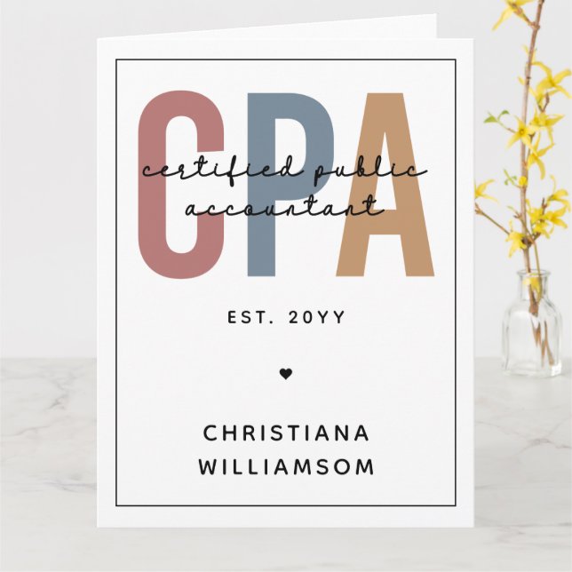 Personalised Retro CPA Certified Public Accountant Card (Yellow Flower)