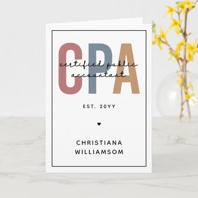 Personalised Retro CPA Certified Public Accountant Card (Yellow Flower)