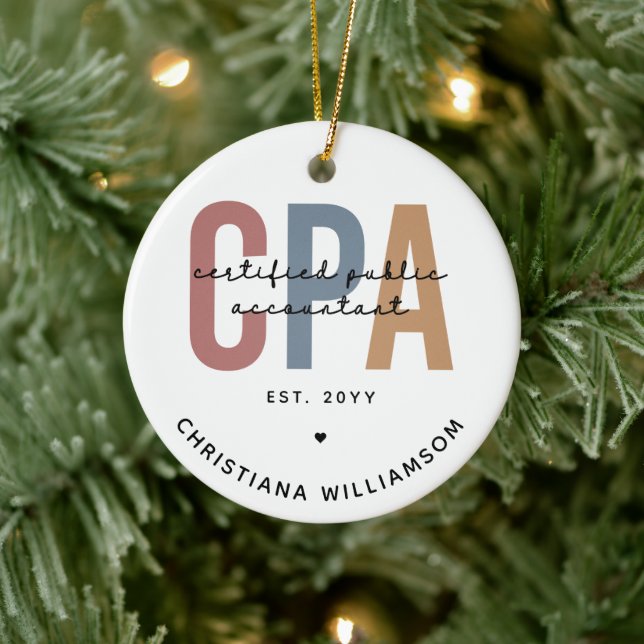 Personalised Retro CPA Certified Public Accountant Ceramic Ornament (Tree)