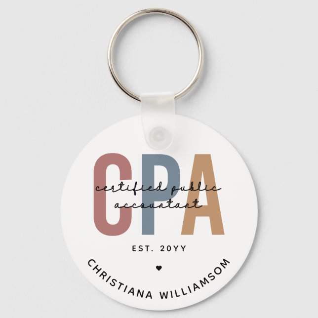Personalised Retro CPA Certified Public Accountant Key Ring (Front)
