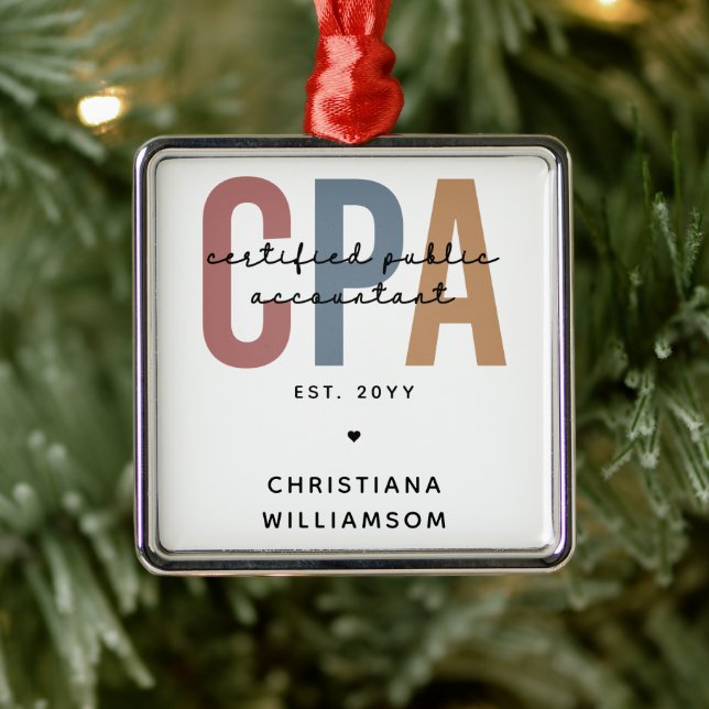 Personalised Retro CPA Certified Public Accountant Metal Ornament (Tree)