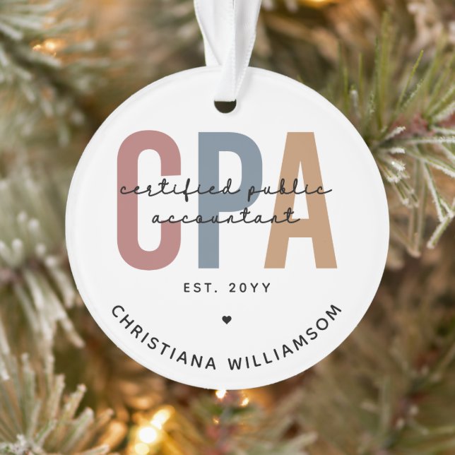 Personalised Retro CPA Certified Public Accountant Ornament (Tree)