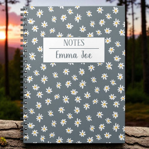 Personalised Retro Daisy Flowers with Name Notebook