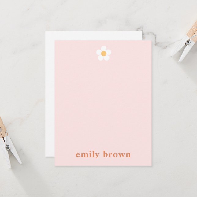 Personalised Retro Daisy Note Card (Front/Back In Situ)