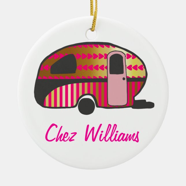 Personalised Retro Design Caravan Ornaments (Front)