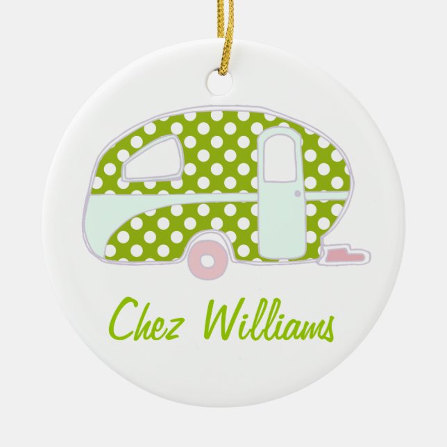 Personalised Retro Design Caravan Ornaments (Front)
