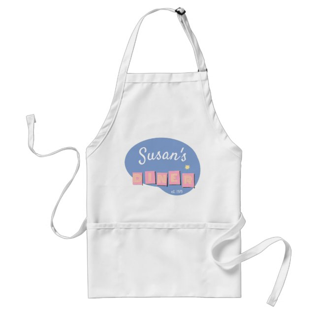 Personalised Retro Diner Sign Apron (Front)