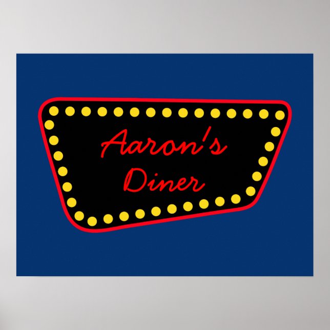 Personalised Retro Diner Sign Wall Art Poster (Front)